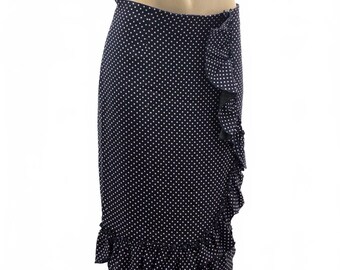 NWT Rebecca Taylor Silk Blue Polka Dot Ruffle Skirt 10