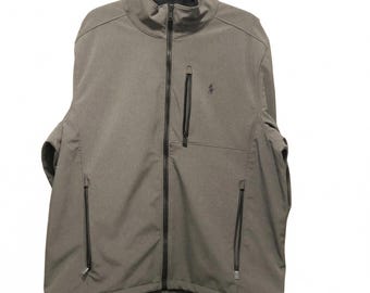 Polo Ralph Lauren Men's Large Heather Grey Fleece Jacket Lined Full Zip Pony