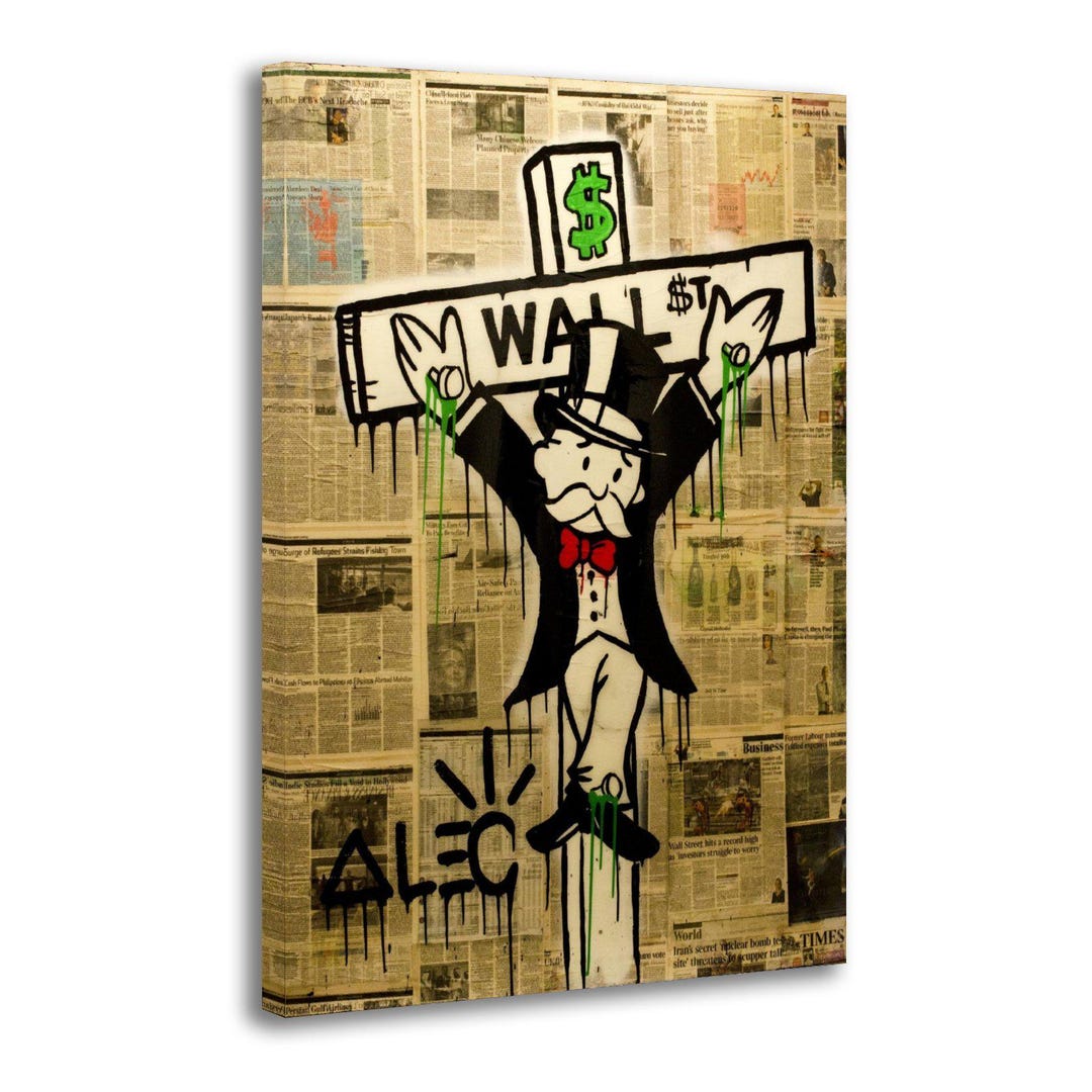 Alec Monopolys Graffiti Cross Painting on Canvas Wall Art Poster ...