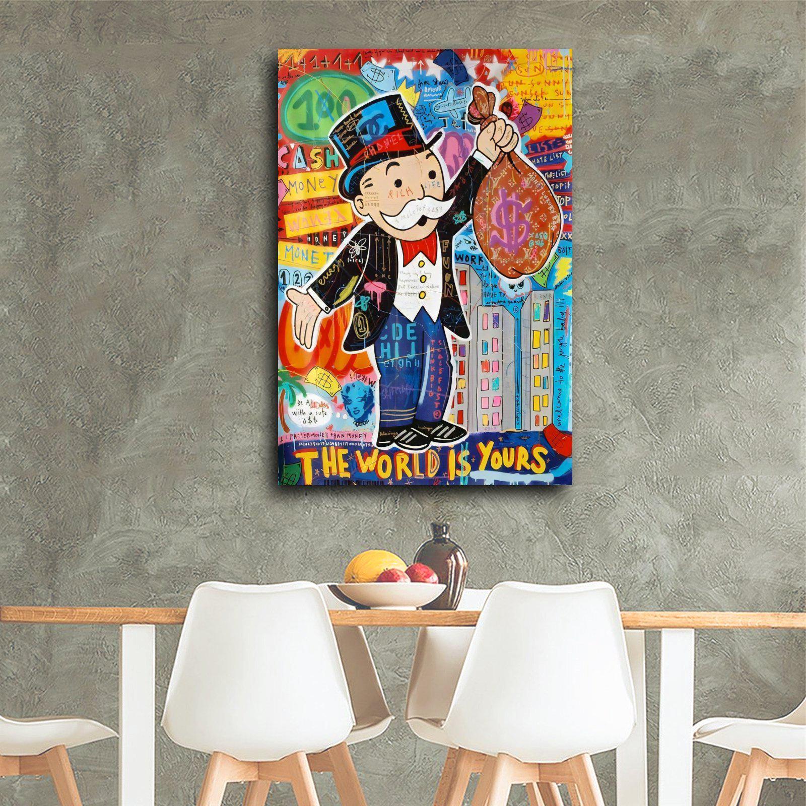 Alec Monopoly Graffiti Money Canvas Print: the World is Yours Wall Art ...