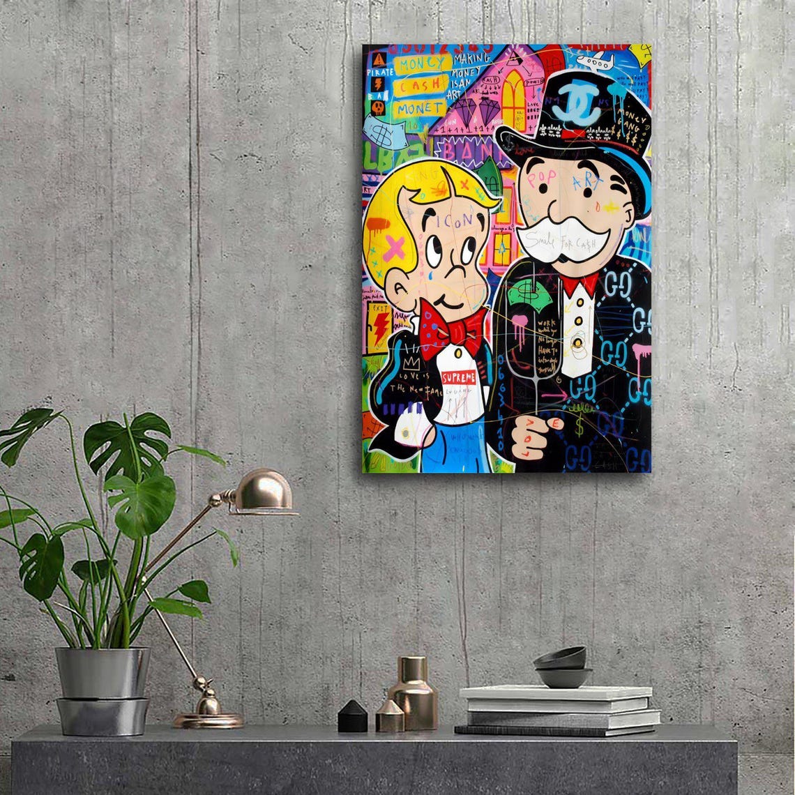 Alec Monopolys Ritchie and Monopoly Man Painting on Canvas Wall Art ...