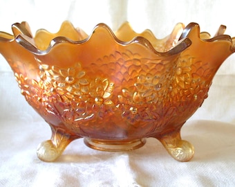 Fenton Orange Tree Cobalt Carnival Glass Candle Stick Holder