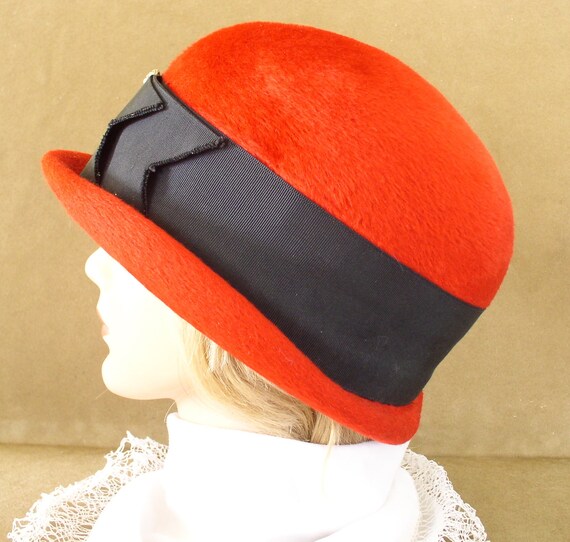 Vintage Hat Red Felt Hat Vintage Hat Saks Fifth A… - image 2