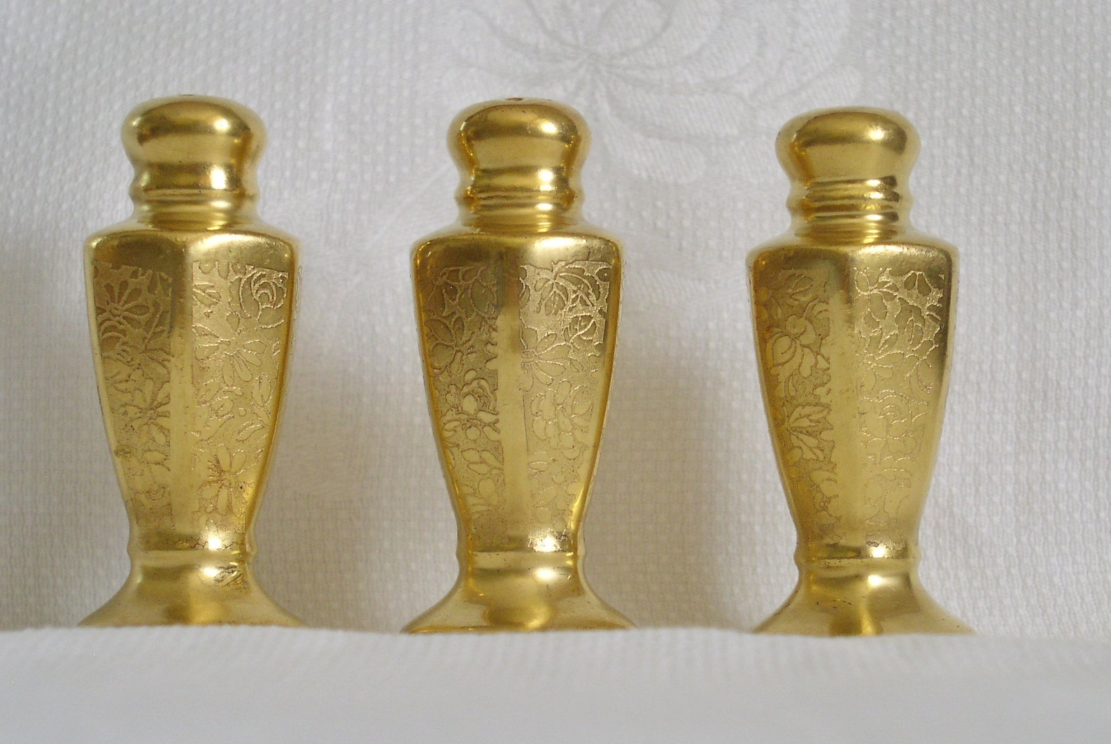 Salt and Pepper Shakers 22K Gold Glaze 3 Salt and Peppers Etsy