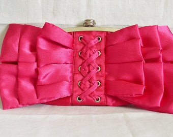 Clutch Hot Pink by Accessori Mr....Bright Pink Fabric Clutch Vintage Purse