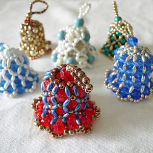 Christmas Ornaments.....Handmade Bell Ornaments......Beaded Bell Christmas Ornaments.....Vintage Christmas Ornaments...(Lot 7)