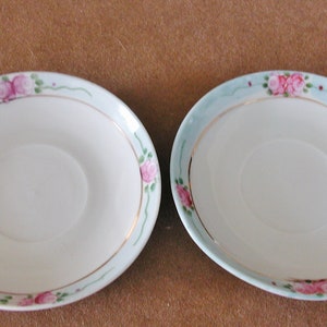 Nippon Saucers Hand Painted with Roses.....2 Vintage Nippon Hand Painted Pink Roses on Saucers