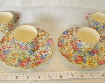Chintz Czechoslovakia Demi Cups and Saucers.....Vintage Portland Pattern