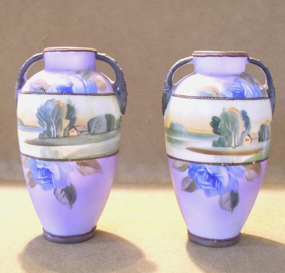 Miniture Vases Hand Painted Nippon Vintage Hand Painted Etsy