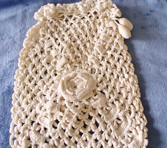 Purse Drawstring Crocheted Hand Made Vintage Purs… - image 5