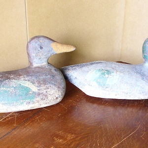Duck Decoy Rig Mates (2) - Old Wood Carved - Vintage