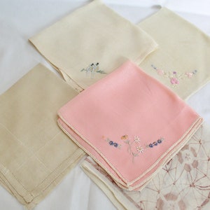 Hankies Vintage Hankies...5 Petite Vintage Hankies....Vintage Silk and Synthetic Blend Hankies......Lot 6