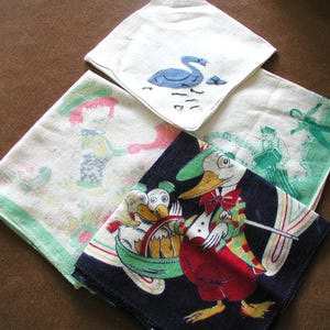 Hankies for Children...4 Kids Hankies....Vintage Kids Hankies......Vintage  Hankies for Kids....Lot 10