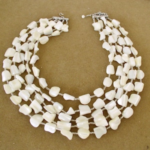 Vintage Shell Necklace Shell 5 Strand Necklace by Graziano....5 Strand Mother of Pearl Shell Vintage Necklace