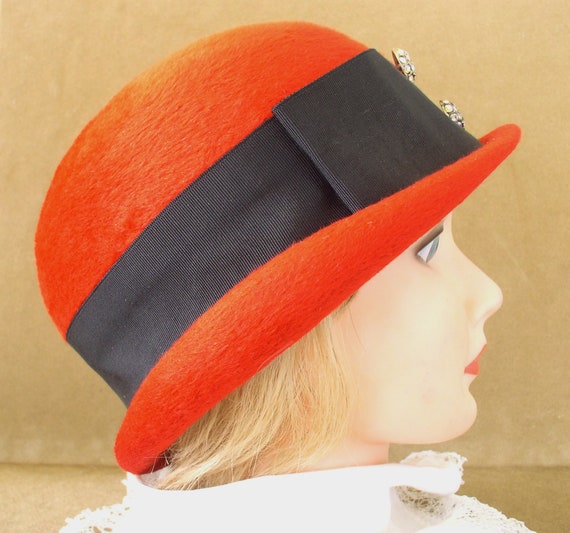 Vintage Hat Red Felt Hat Vintage Hat Saks Fifth A… - image 4