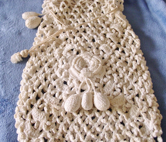 Purse Drawstring Crocheted Hand Made Vintage Purs… - image 4