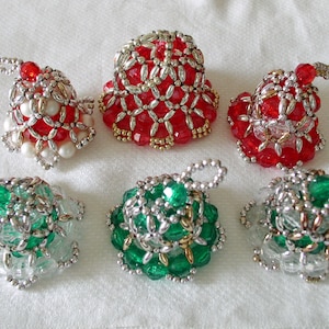 Christmas Ornaments.....Handmade Bell Ornaments......Beaded Bell Christmas Ornaments.....Vintage Christmas Ornaments...(Lot 3)