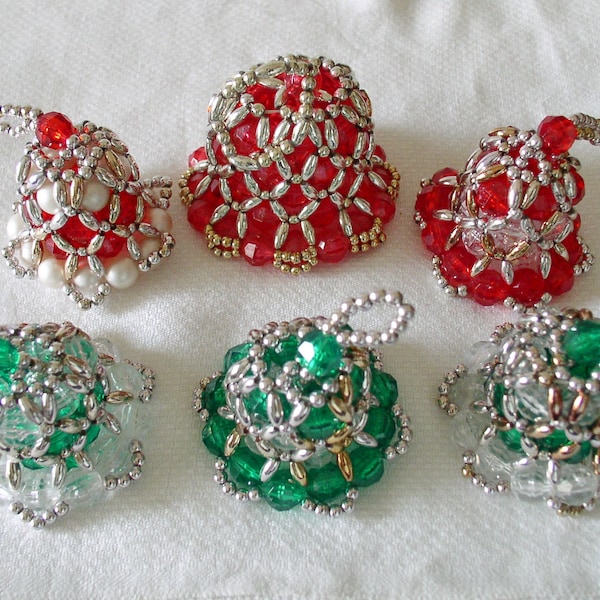 Christmas Ornaments.....Handmade Bell Ornaments......Beaded Bell Christmas Ornaments.....Vintage Christmas Ornaments...(Lot 3)