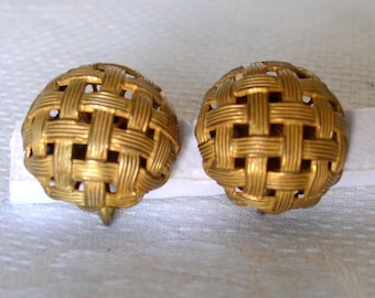 Miriam Haskell Earrings Vintage....Haskell Gold Tone Woven Earrings....Vintage Miriam Haskell Earrings