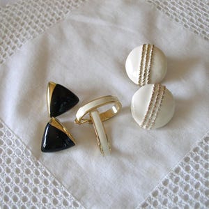 Monet Earrings Vintage Jewelry Collection.....Vintage Monet Goldtone    3 Pair Enamel Monet Earrings