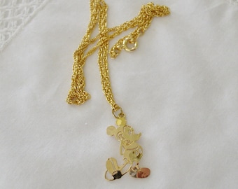 Mickey Mouse Vintage Gold Tone Necklace....Vintage Disney Jewelry Mickey Mouse Necklace ....Mickey Mouse Vintage Necklace