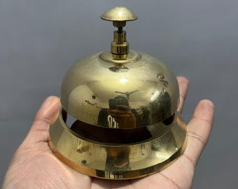 Handmade Solid Brass Service Bell | Vintage Hotel Reception Desk Decor