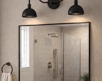 Mid Century Brass Double Vanity Light | Bathroom Wall Sconce