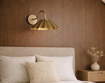Vintage Brass Swing Arm Sconce, Mid Century Modern Bedside Lamp, Adjustable Reading Light