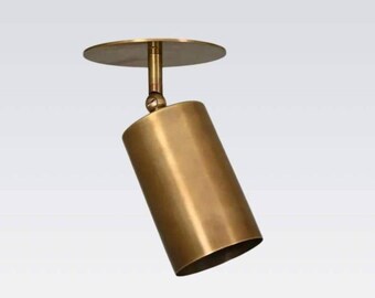 Handcrafted Antique Brass Wall Sconce, Adjustable Spotlight Lamp, Minimalist Industrial Light