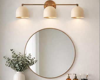 Minimalist Vanity Light Bar | 3-Light Bathroom Fixture | Warm Brass Wall Lamp for Mirror