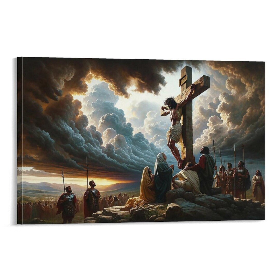 Jesus on the Cross Painting on Canvas Wall Art Poster Picture Print ...