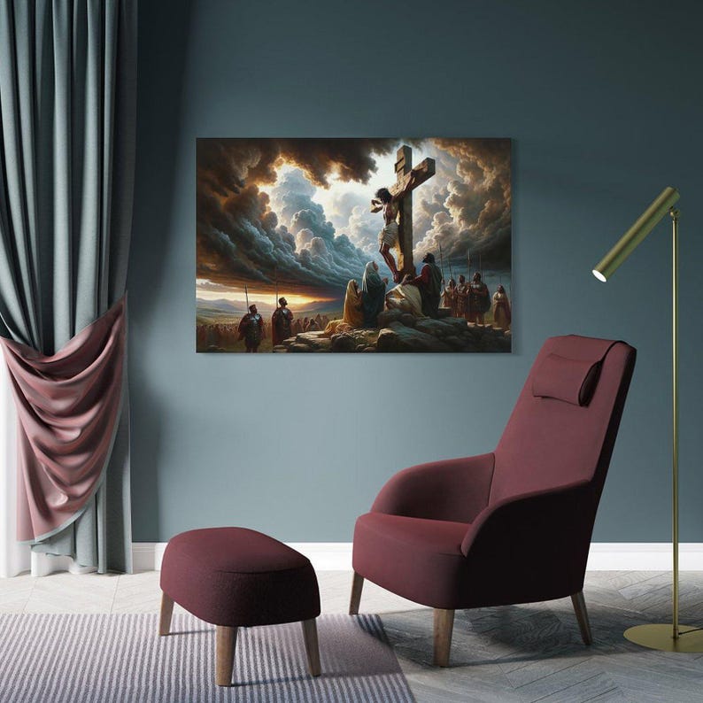 Jesus on the Cross Painting on Canvas Wall Art Poster Picture Print ...