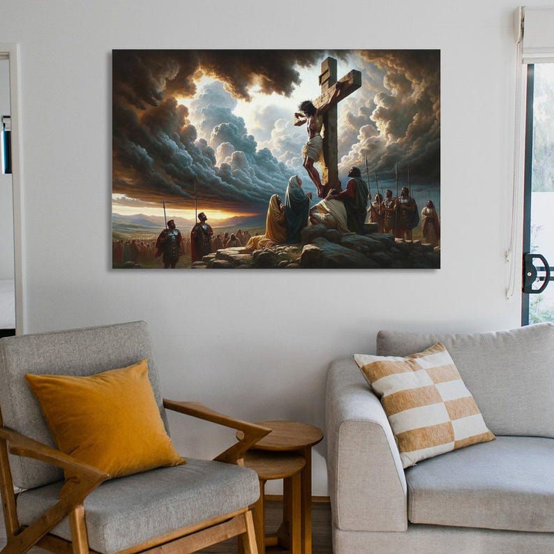 Jesus on the Cross Painting on Canvas Wall Art Poster Picture Print ...
