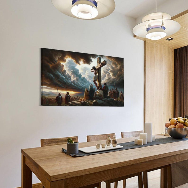 Jesus on the Cross Painting on Canvas Wall Art Poster Picture Print ...