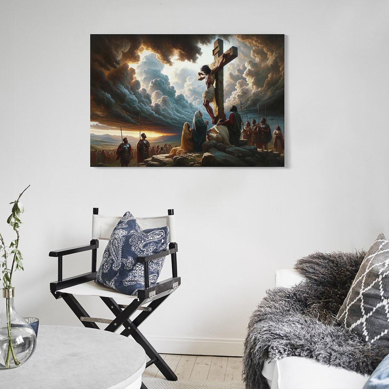 Jesus on the Cross Painting on Canvas Wall Art Poster Picture Print ...