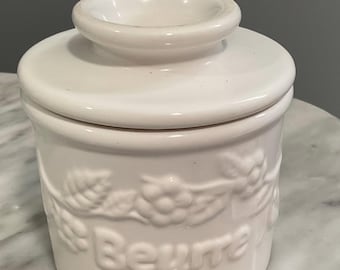 Vintage Butter Bell White ceramic French  butter keeper kitchen
