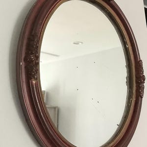 Antique  oval Wood frame mirror wall décor wall hanging