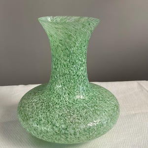 Vintage textured green colored glass vase home decor