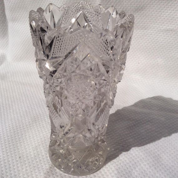 Items similar to Vintage cut glass small vase American Brillant cut