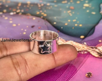 925 sterlingzilveren sterbandring, dikke duimring