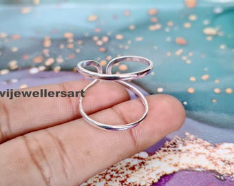925 Sterling Silver Double Band Ring: Adjustable Boho Thumb Ring