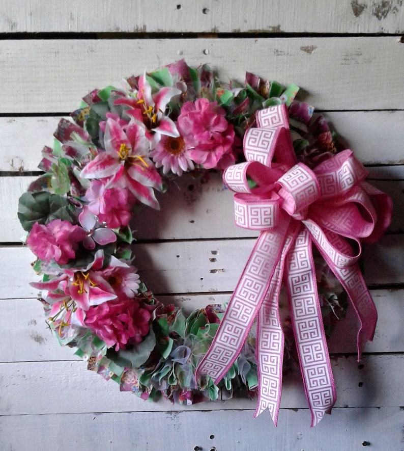 Sale Spring Rag Style Wreath Rustic Decor Primitive Decor Etsy