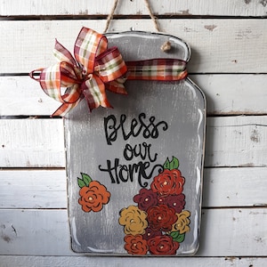 Handmade Mason Jar Wood Sign: Rustic Floral Home Decor