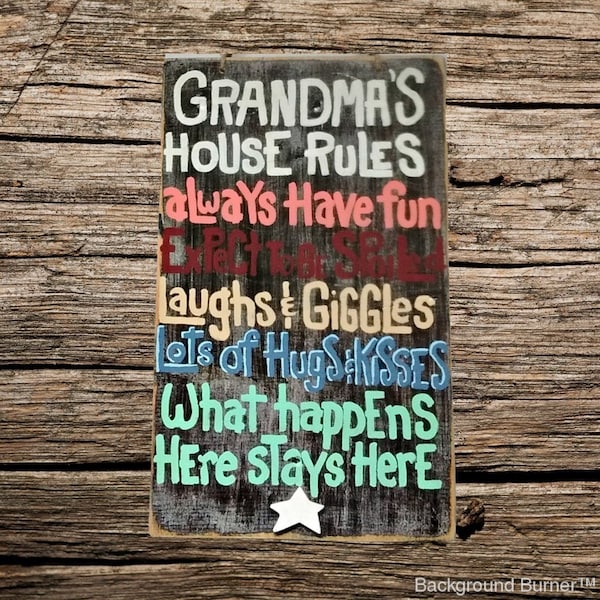 Grandmother Rules wood sign: Mother's Day, Mom gift, Grandmothers House Rules,, Mom Gift, handmade wood sign,grandmother , fun, funny, love