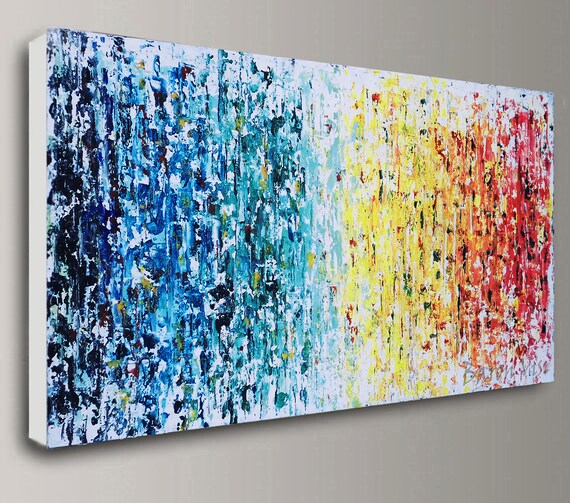 Multi Colour Abstract Acrylic Painting Canvas Large Canvas Home Office  Interior Bedroom Decor Wall Art Palette Knife Red White Yellow Visi 