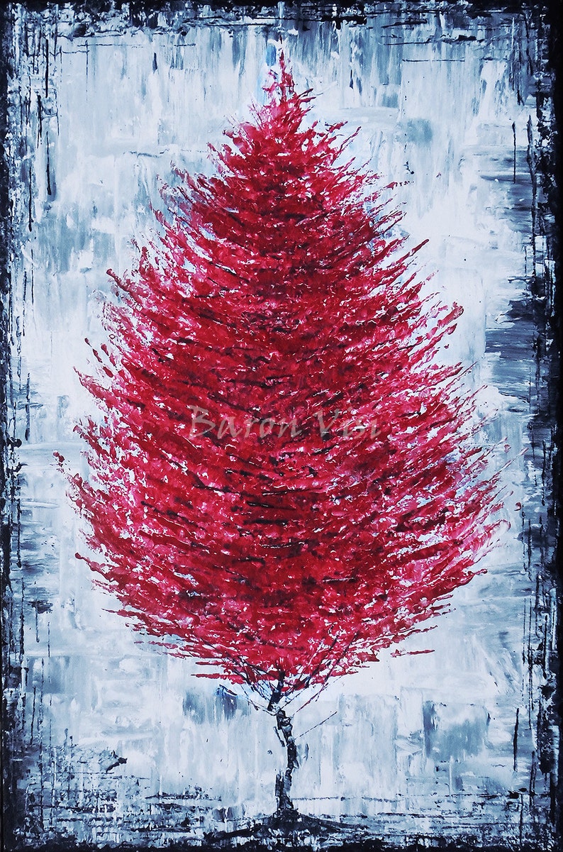 Red Painting Abstract Painting Acrylic Painting Large Canvas Etsy