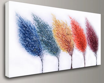 abstract painting Acrylic multi colour trees art original large canvas wall art home office decor modern palette knife Visi custom X
