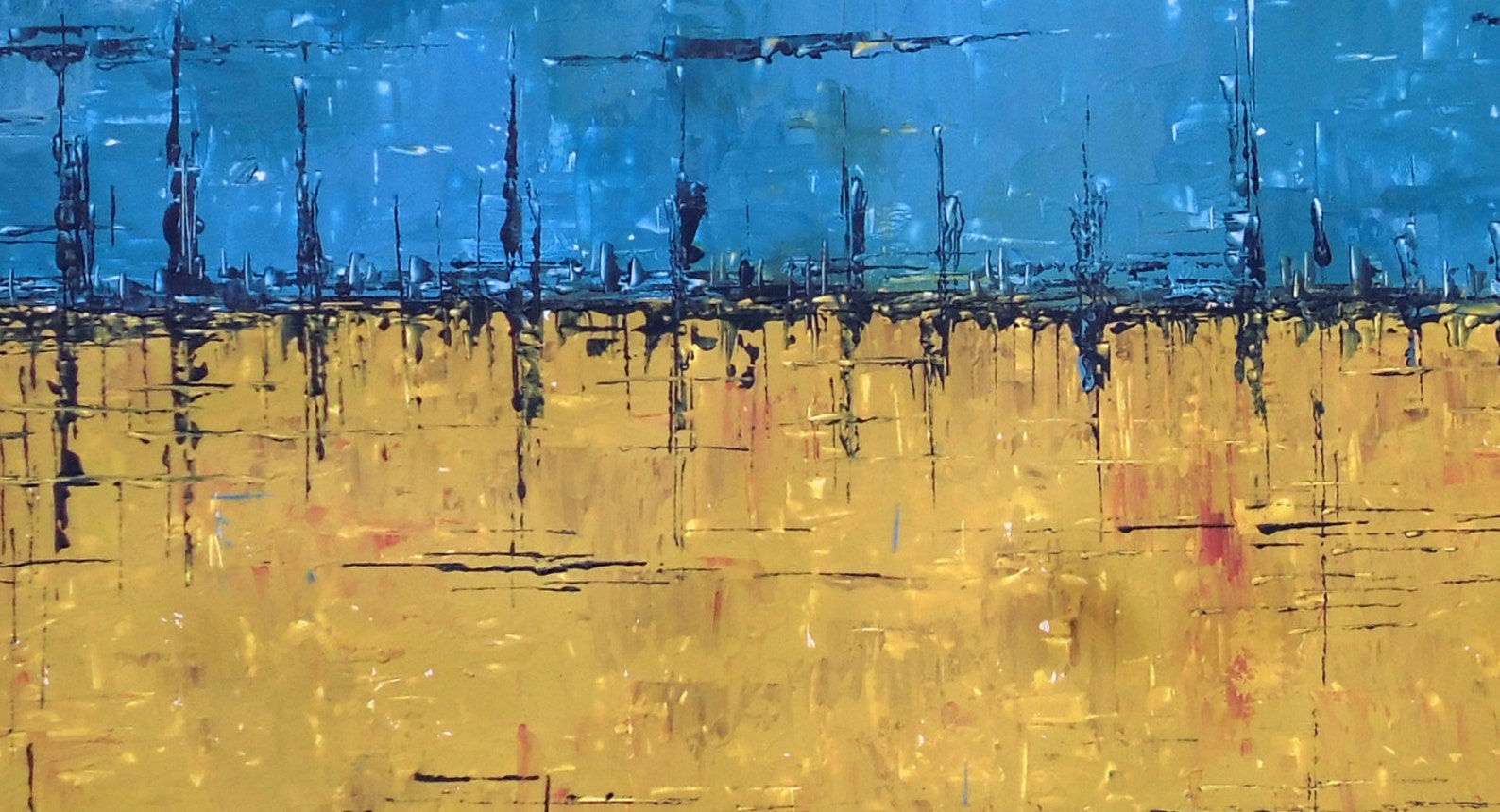 Yellow Blue Art Painting Abstract Yellow Blue Wall Art Home Etsy