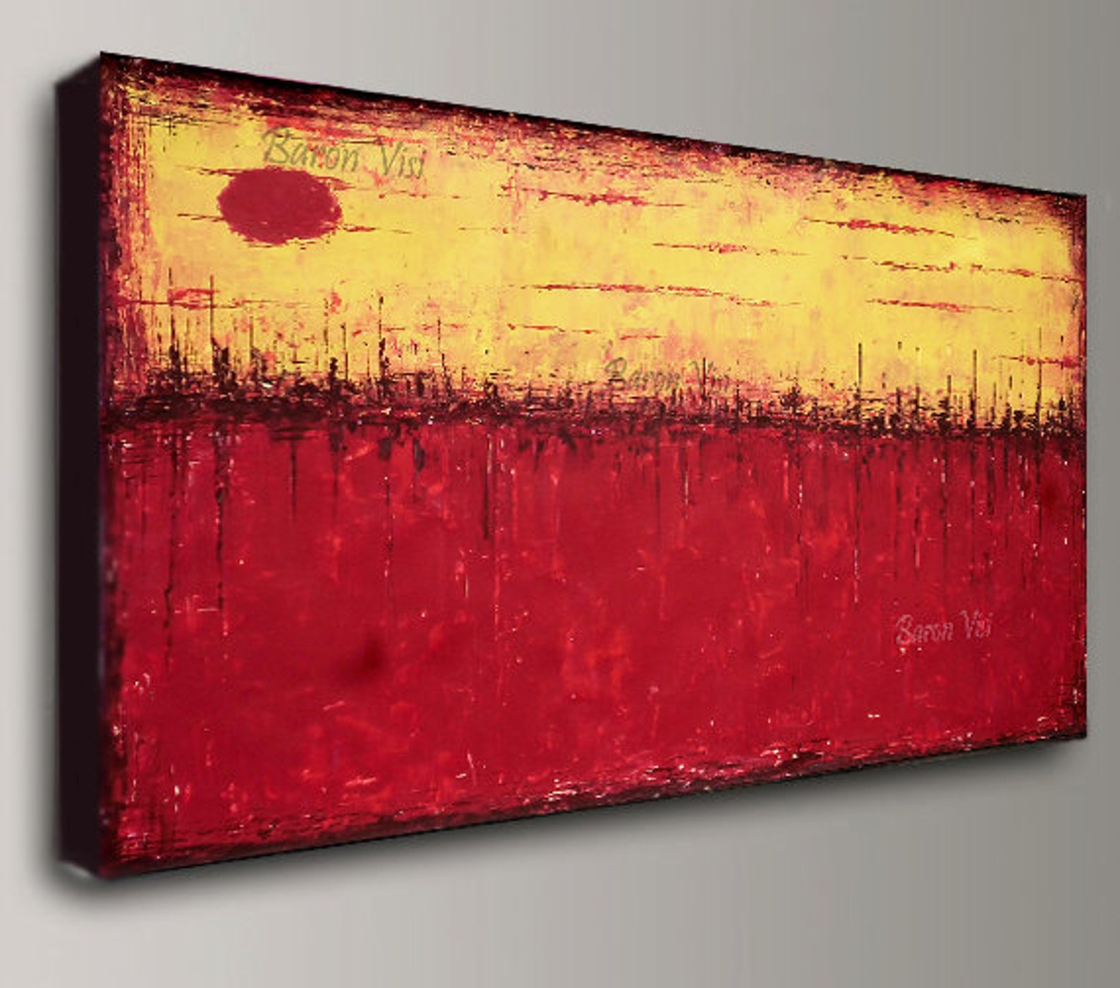 Red Yellow Art Abstract Painting Acrylic Canvas Art Wall Home Etsy