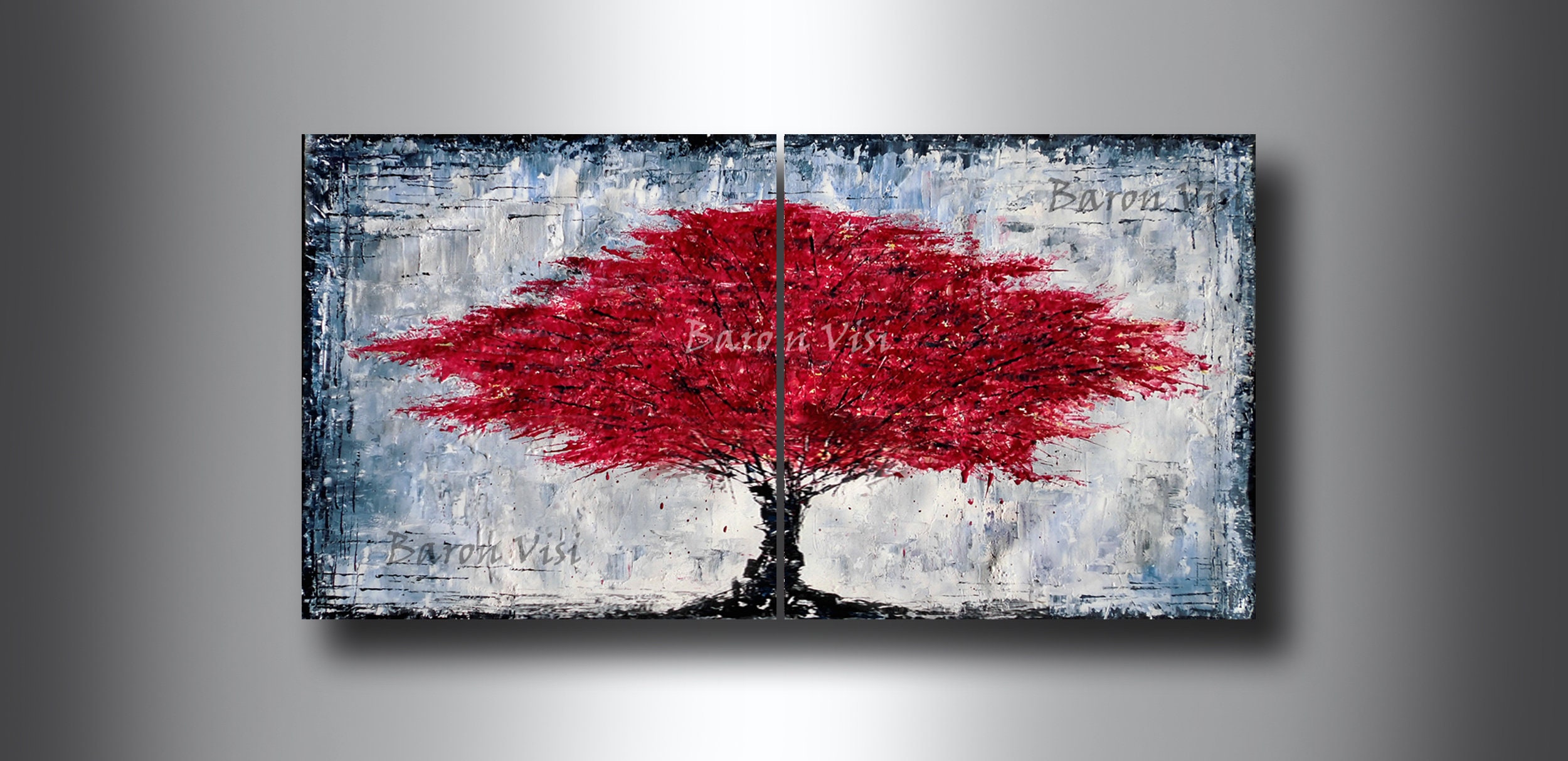 Red Trees Painting - Foter  Tree painting canvas, Tree art, Oil painting  abstract